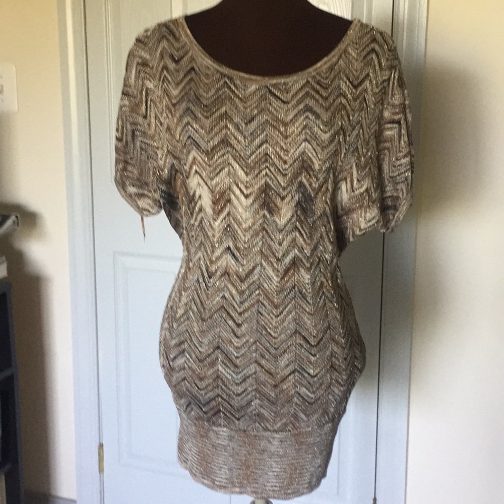 INC sparkly and lacy knit top